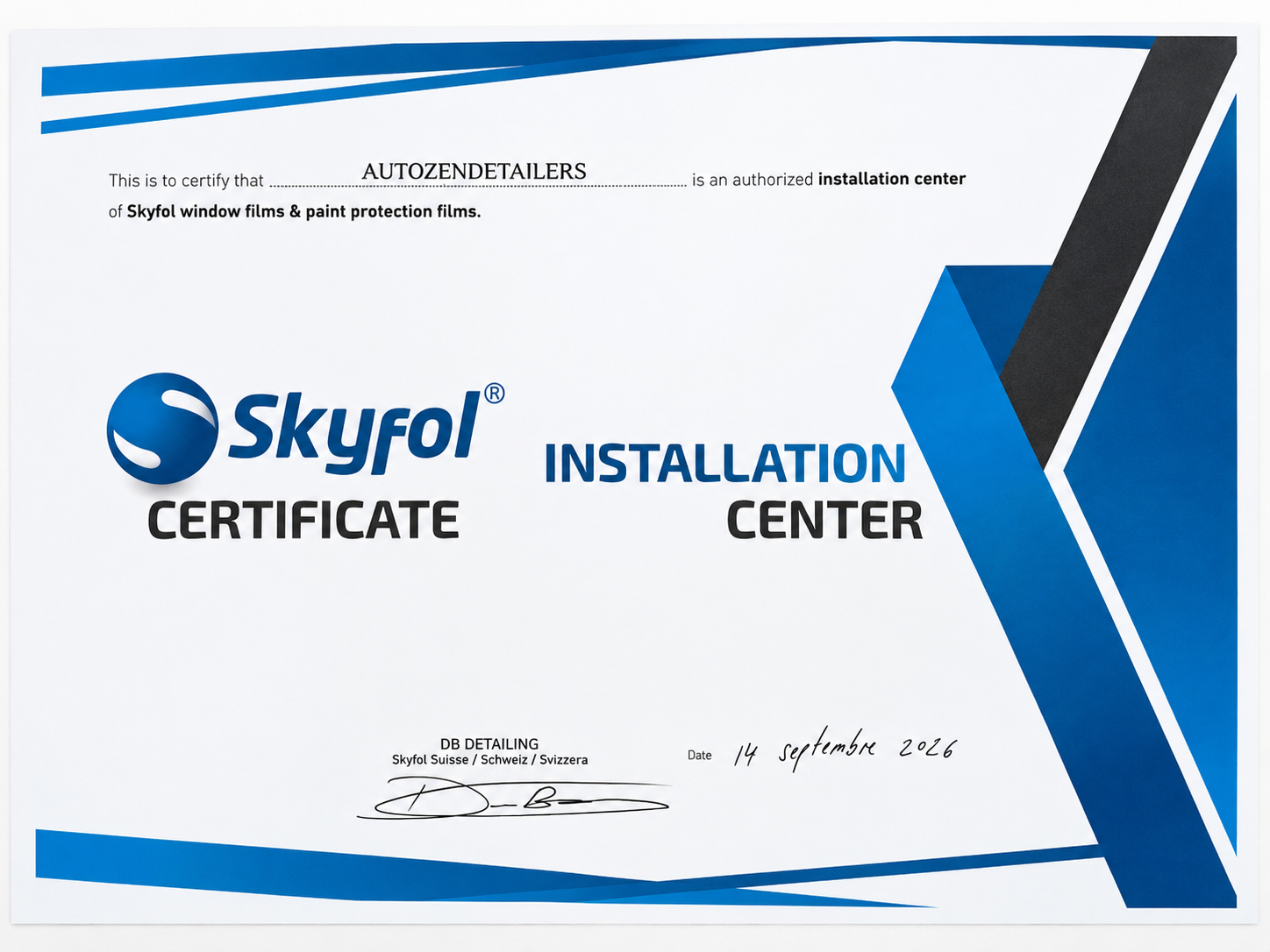 AutoZen Detailers – Skyfol zertifiziertes Installation Center
